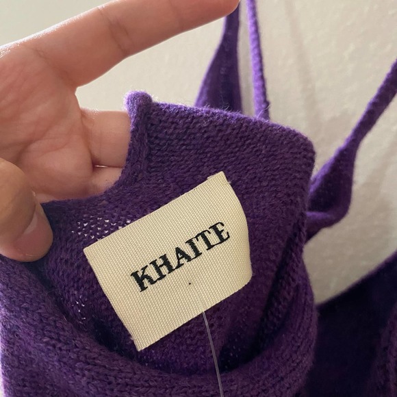 NWT Khaite Georgia Stripe Cross Back Cashmere Sweater Dress in Grape - Picture 7 of 8